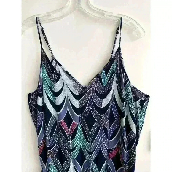 Chelsea 28 Sz LRG Purple Aqua Print Tank Romper Shorts Adjustable Straps Pockets - Picture 4 of 14
